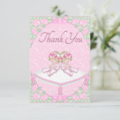 Doppelmädchen-, Kissen-und Rosen-Rosa danken Ihnen Dankeskarte (Stehend Vorderseite)