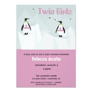 „It’s A Girl!“ Babyparty Einladungen – 20 Karten + Umschläge, 10,8 X 15,2 Cm, Flach, Mit Pinguin-Motiv