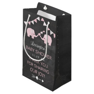 Doppelmädchen-rosa Elefant-Babyparty danken Ihnen Kleine Geschenktüte