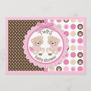 Doppelmädchen-Teddybär-Ballettröckchen-Babyparty Einladung