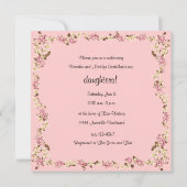 Doppelmädchen-Vintage rosa Baby-Duschen-Einladung Einladung (Rückseite)