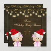 Doppelmädchen-WeihnachtsBabyparty Einladung (Vorne/Hinten)