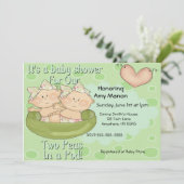 Doppelmädchen zwei Erbsen in der Einladung (Stehend Vorderseite)