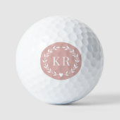 Doppelmonogramm-Initialen Rosa Laurel Golfball (Vorderseite)