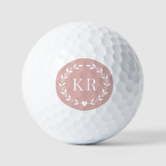 Doppelmonogramm-Initialen Rosa Laurel Golfball (Vorderseite)