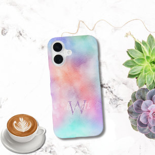 Doppelmonogramm-Name Anfangsbuchstabe Wasserfarbe  iPhone 16 Hülle
