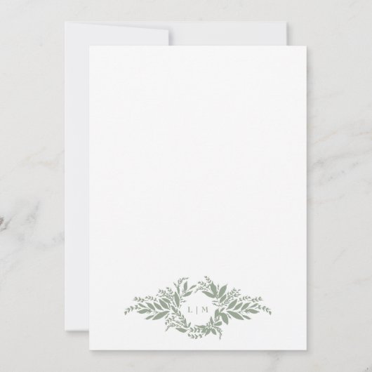 Doppelmonogramm-Salbei-Botanische Rahmenhochzeit Einladung (Rückseite)