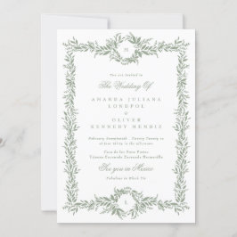 Doppelmonogramm-Salbei-Botanische Rahmenhochzeit Einladung