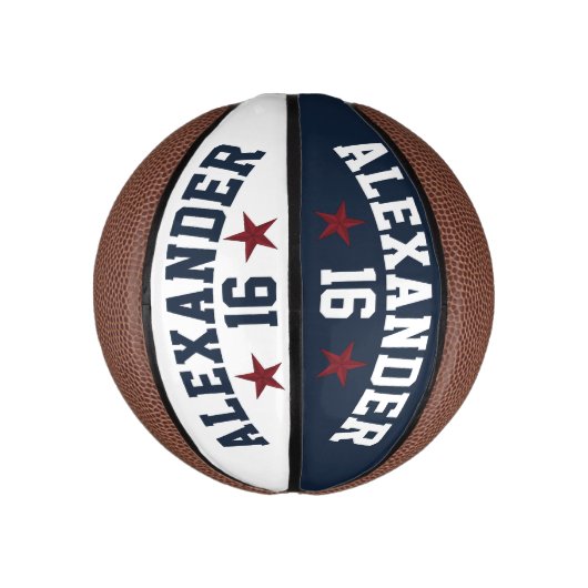 Doppelname Red White Blue Personalisieren Basketba Mini Basketball (Vertikal)
