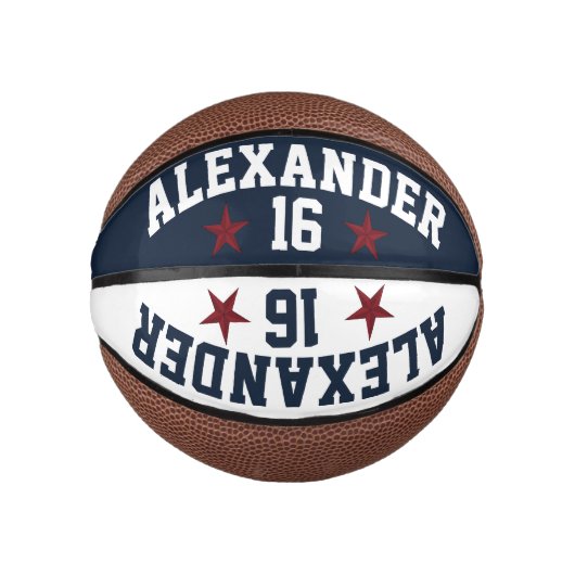 Doppelname Red White Blue Personalisieren Basketba Mini Basketball (Vorderseite)