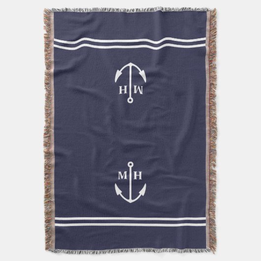Doppelnavy Anchor Monogram Schubblanken Decke (Vorderseite Vertikal)
