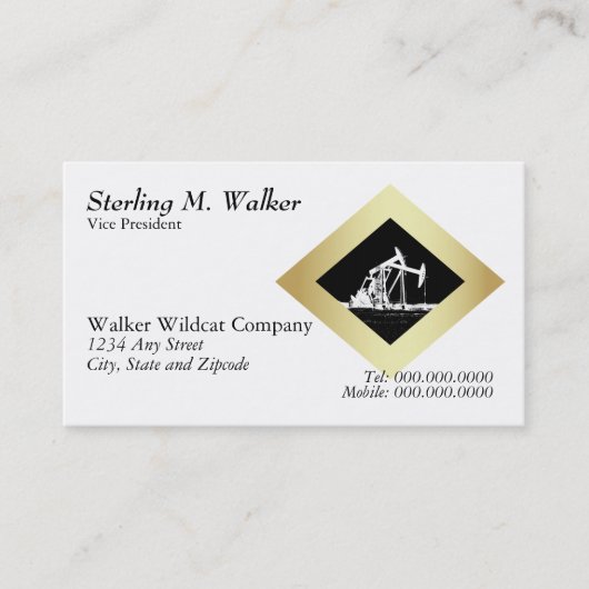 Doppelölquelle-Pumpanlage-Golddiamant auf Weiß Visitenkarte (Vorderseite)