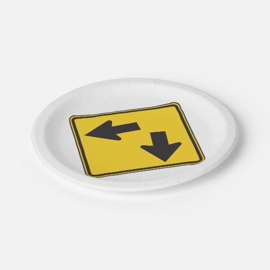 Doppelpfeile Straßenzeichen Pappteller (Schrägansicht)