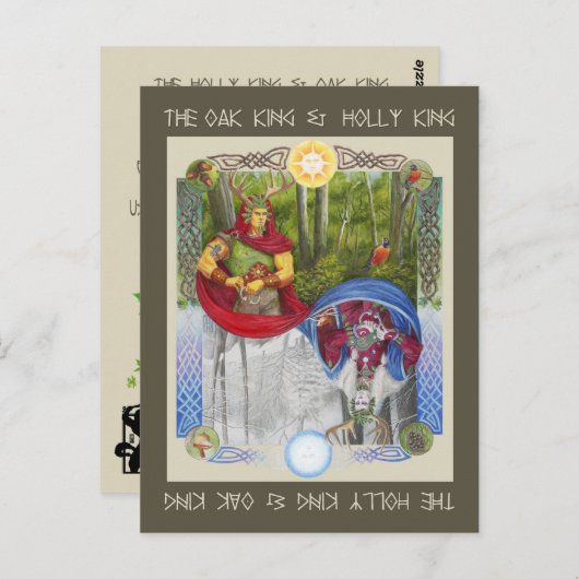 Doppelportrait des Eichenkönigs und des Holly King Postkarte (Vorne/Hinten)