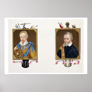 Doppelportrait von Sir Humphrey Gilbert (c.1539-83 Poster