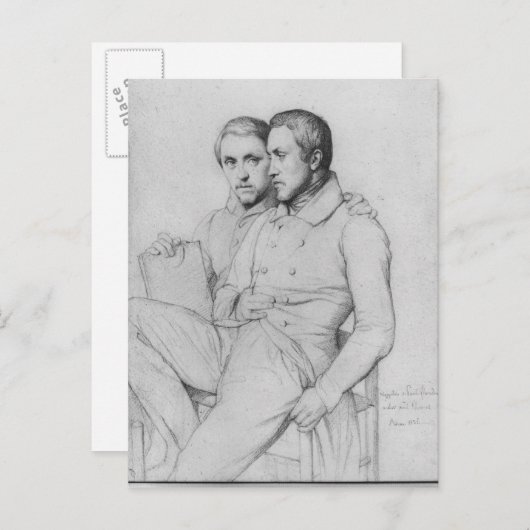 Doppelporträt von Hippolyte und Paul Flandrin Postkarte (Vorne/Hinten)
