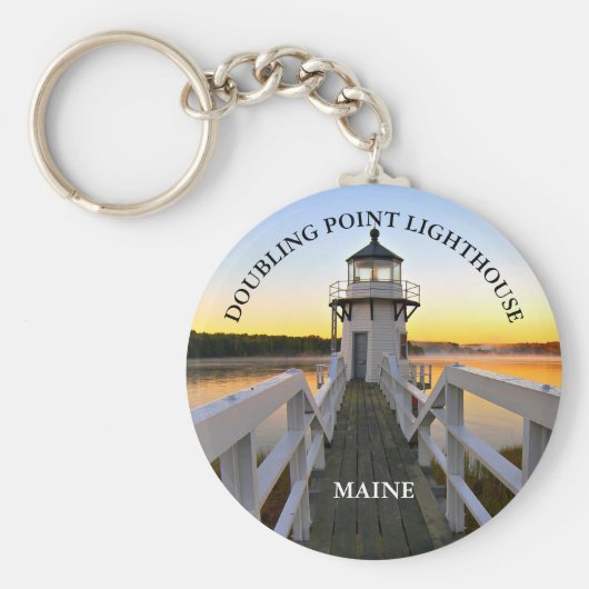 Doppelpunkt Leuchtturm, Maine Round Keyring Schlüsselanhänger (Vorne)