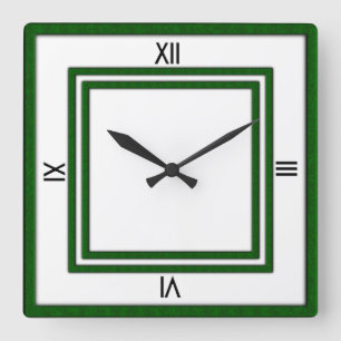 Doppelrahmen von Grün 4 schwarze Ziffern Quadratische Wanduhr
