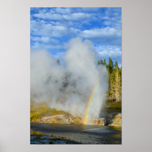 Doppelregenbogen am Riverside Geyser, Yellowstone Poster
