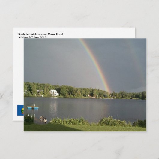 Doppelregenbogen über Coles Pond Walden VT 20. Jul Postkarte (Vorne/Hinten)