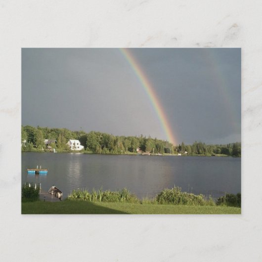 Doppelregenbogen über Coles Pond Walden VT 20. Jul Postkarte (Vorderseite)