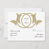 Doppelring-Butterfly-Monogramm-Antwortkarte RSVP Karte (Vorderseite)