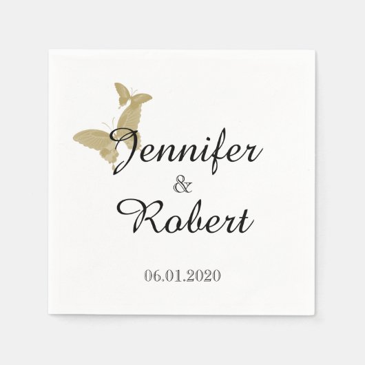 Doppelring-Butterfly-Monogramm-Hochzeit Serviette (Vorderseite)