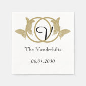 Doppelring-Butterfly-Monogramm-Hochzeit Serviette (Vorderseite)