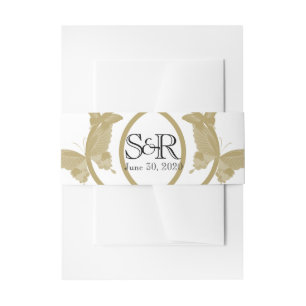 Doppelring-Butterfly-Monogramm-Hochzeitsband Einladungsbanderole