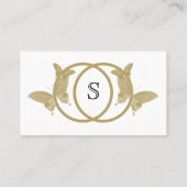 Doppelring-Butterfly-Monogramm-Hochzeitsstipps Platzkarte (Rückseite)