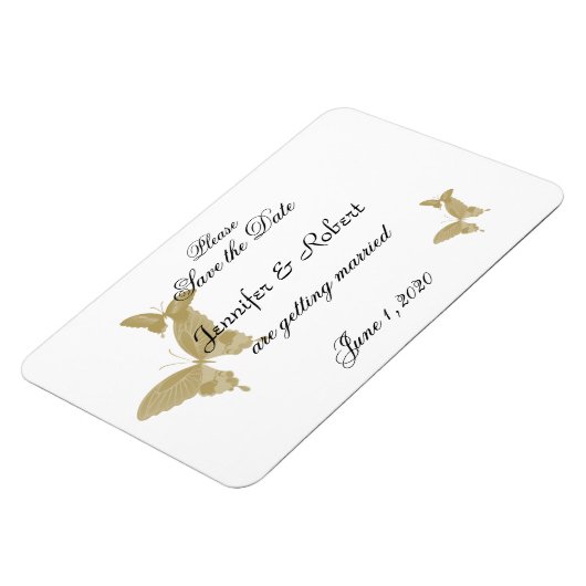 Doppelring-Hochzeit speichern Sie das Datum Magnet (Linke Seite)