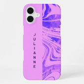 Doppelrosa Block und Swirren Name hinzufügen iPhone Hülle (Rückseite)