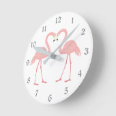 Doppelrosa Flamingo Runde Wanduhr (Winkel)
