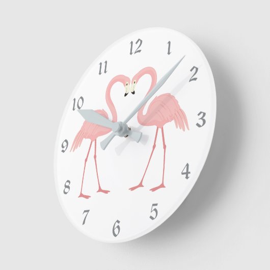Doppelrosa Flamingo Runde Wanduhr (Winkel)