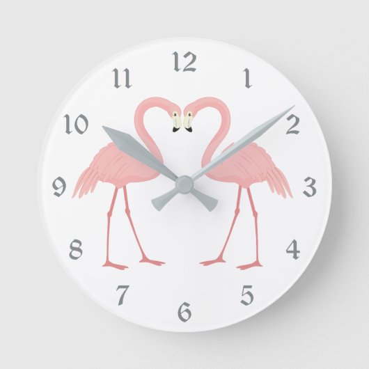 Doppelrosa Flamingo Runde Wanduhr (Vorderseite)