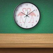 Doppelrosa Flamingo Runde Wanduhr