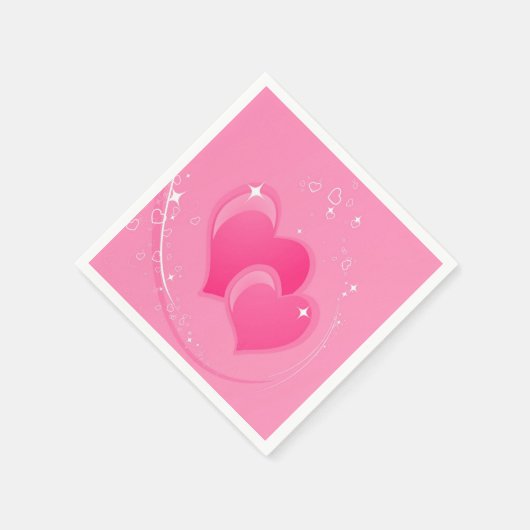 Doppelrosa Herzen Serviette (Ecke)