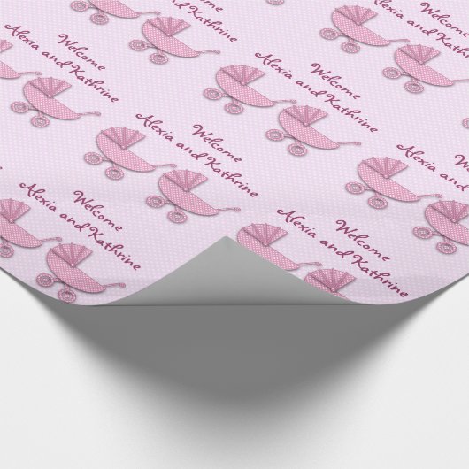 Doppelrosa Polka-Kinderrollen Geschenkpapier (Ecke)