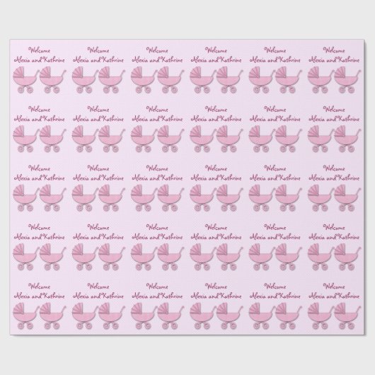 Doppelrosa Polka-Kinderrollen Geschenkpapier (Flach)