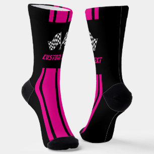 Doppelrosa Streifen Racing Flags Socks Socken