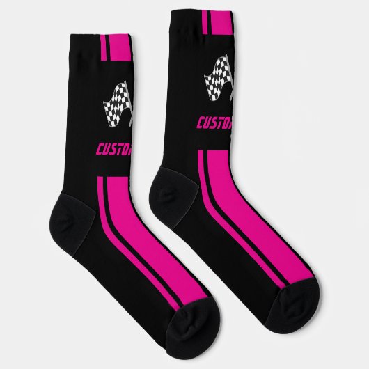 Doppelrosa Streifen Racing Flags Socks Socken (Rechts)