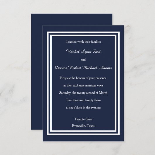 Doppelschiff - Einladung zur Hochzeit 3x5 (Vorne/Hinten)