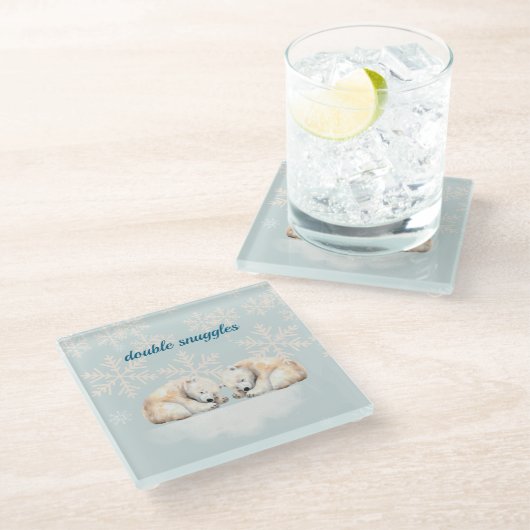 Doppelschnecken Twin Baby Dusche Glasuntersetzer (Schrägansicht)