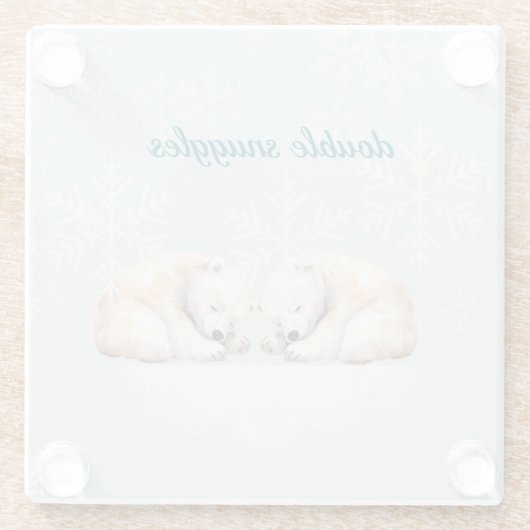 Doppelschnecken Twin Baby Dusche Glasuntersetzer (Rückseite)