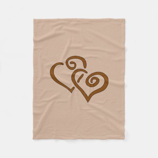 Doppelschokolade Brown Hearts Fleece Blanket (Vorderseite)