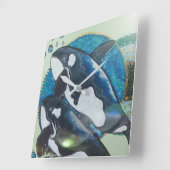 DoppelSchwertwale Quadratische Wanduhr (Winkel)