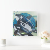 DoppelSchwertwale Quadratische Wanduhr (Zuhause)