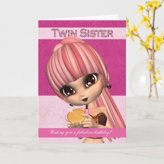 Doppelschwester-modische Karte (Gelbe Blume)