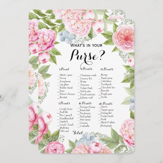 Doppelseite - 2 Brautparty Games Pursuit | Wünsche Einladung (Vorne/Hinten)