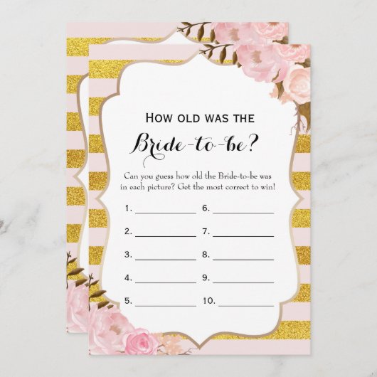 Doppelseitig - 2 Brautparty-Game-Wie alt | Ratschl Einladung (Vorne/Hinten)